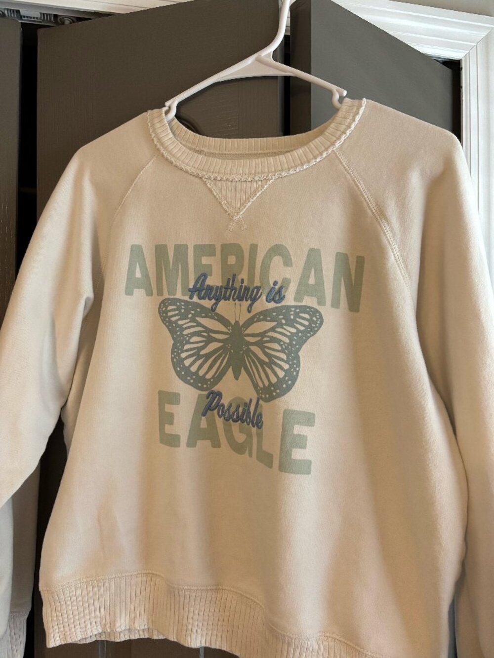 American Eagle Lived-In Anything is Possible Butterfly Crewneck Sweatshirt S